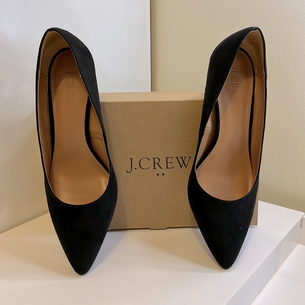 J.Crew Black Microsuede Heeled Pump